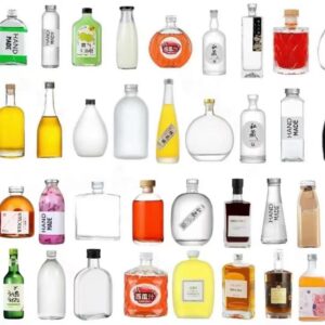 different size and shaped juice bottles